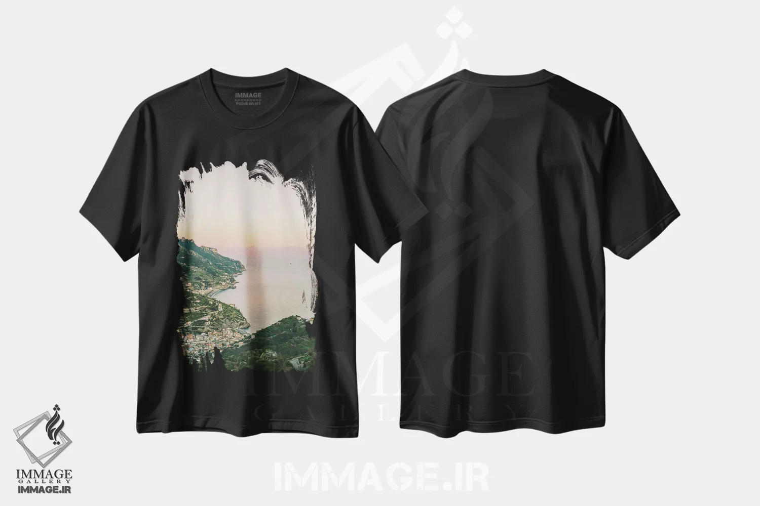 تیشرت مشکی طرح دار زیبایی راولو، مدیوم اثر جاستین میلتون | فروشگاه ایماژ