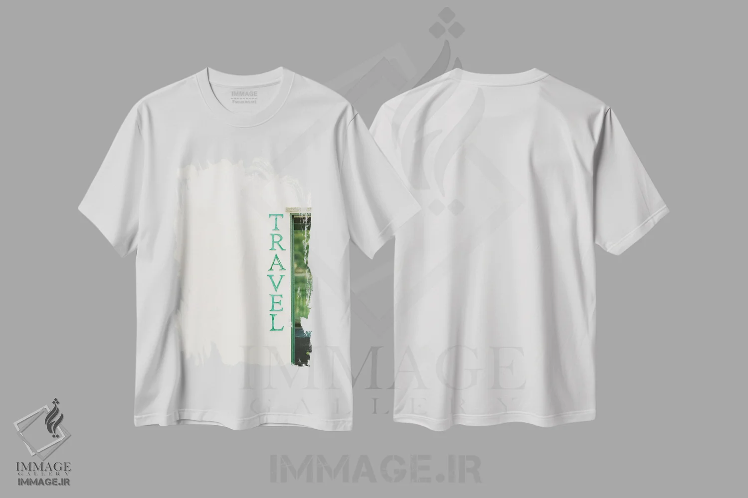 تیشرت سفید طرح دار پنجره سفر، مدیوم اثر جاستین میلتون | immage.ir
