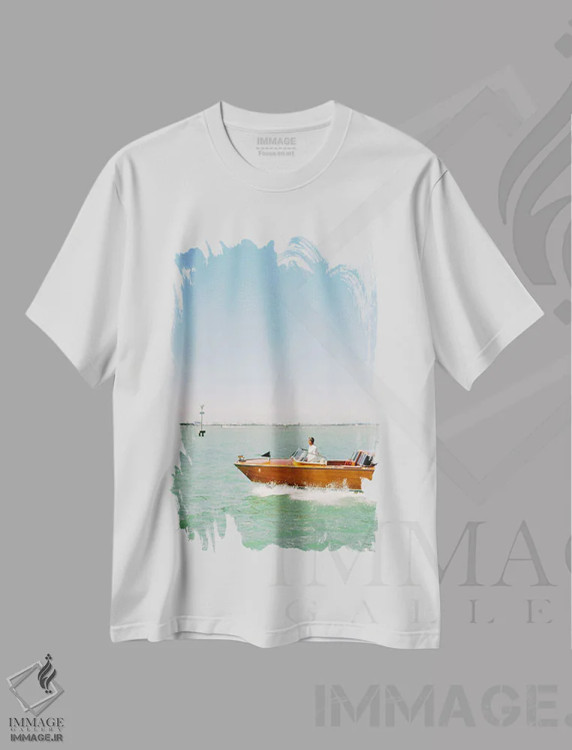 تیشرت سفید طرح دار آب های باز ونیز، مدیوم اثر جاستین میلتون | فروشگاه ایماژ