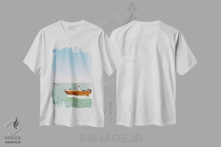 تیشرت سفید طرح دار آب های باز ونیز، مدیوم اثر جاستین میلتون | فروشگاه ایماژ