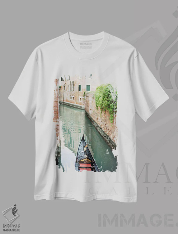 تیشرت سفید طرح دار گوندولاها در ونیز، مدیوم اثر جاستین میلتون | immage.ir
