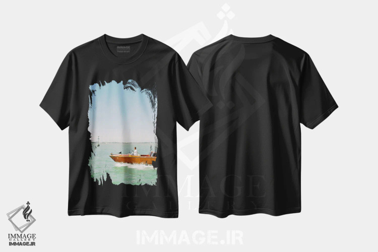 تیشرت مشکی طرح دار آب های باز ونیز، مدیوم اثر جاستین میلتون | immage.ir