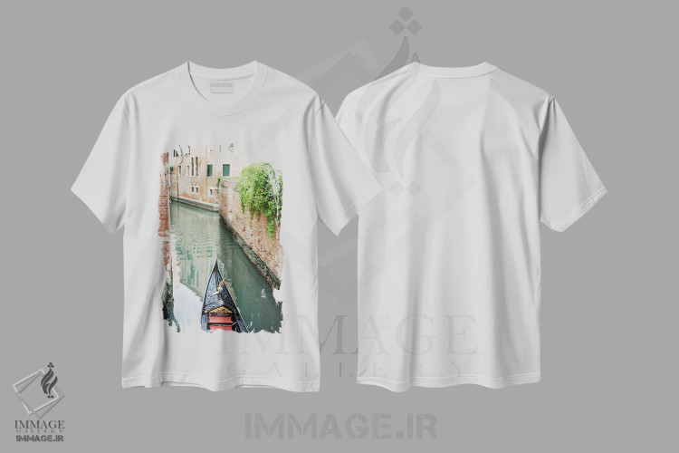 تیشرت سفید طرح دار گوندولاها در ونیز، مدیوم اثر جاستین میلتون | immage.ir