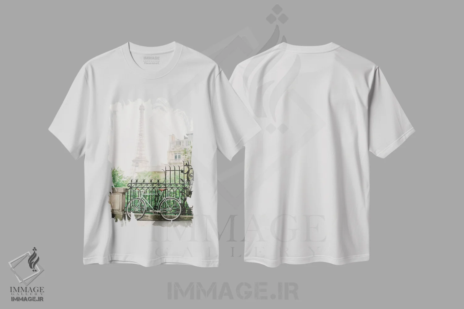 تیشرت سفید طرح دار پیاده روهای پاریسی، مدیوم اثر جاستین میلتون | immage.ir