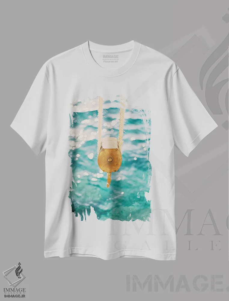 تیشرت سفید طرح دار دریای مدیترانه، مدیوم اثر جاستین میلتون | فروشگاه ایماژ