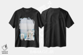 تیشرت مشکی طرح دار کالدرا سانتورینی، مدیوم اثر جاستین میلتون | immage.ir