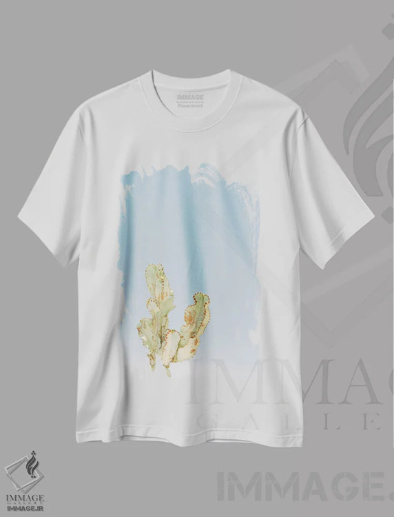 تیشرت سفید طرح دار کاکتوس تنها، مدیوم اثر جاستین میلتون | فروشگاه ایماژ