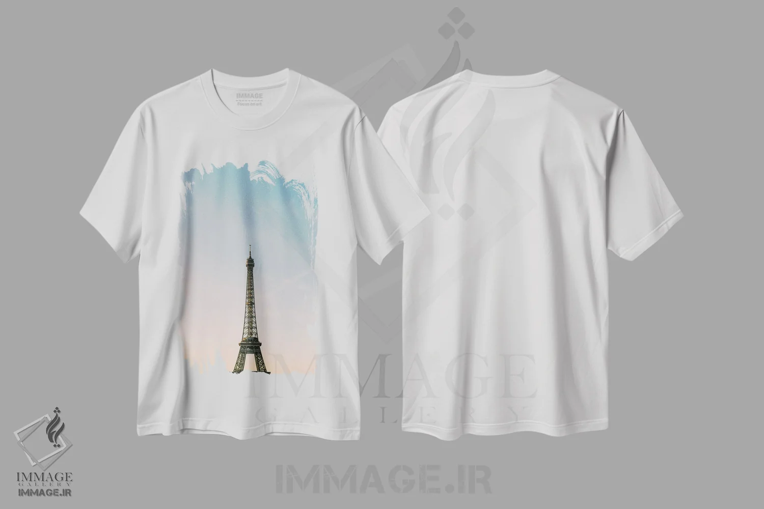 تیشرت سفید طرح دار طلوع آفتاب در پاریس، مدیوم اثر جاستین میلتون | immage.ir