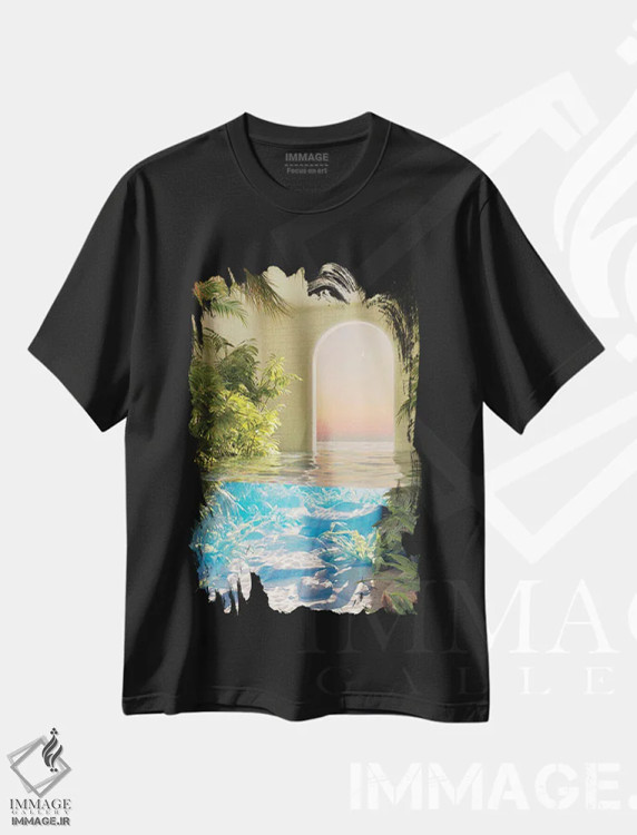 تیشرت مشکی طرح دار خانه ی ساحلی، دکور ساحلی اثر جیمز ترالی | immage.ir