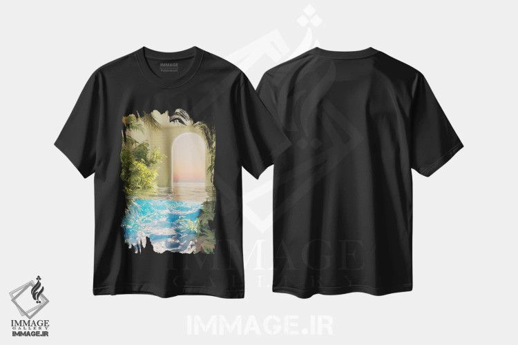 تیشرت مشکی طرح دار خانه ی ساحلی، دکور ساحلی اثر جیمز ترالی | immage.ir