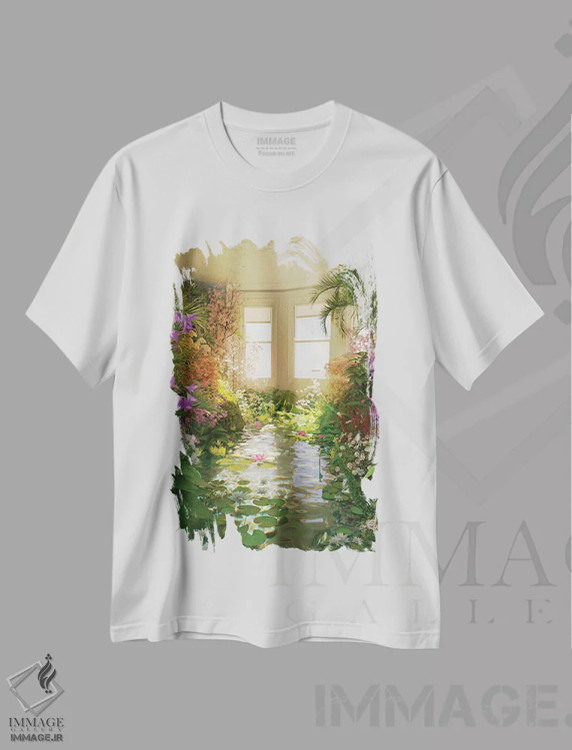 تیشرت سفید طرح دار خانه کنار تالاب، عکاسی ترکیبی اثر جیمز ترالی | immage.ir
