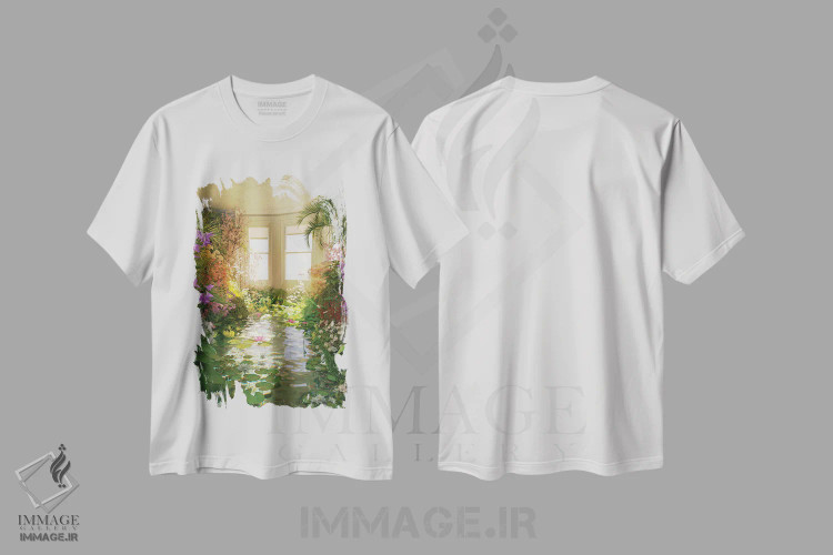 تیشرت سفید طرح دار خانه کنار تالاب، عکاسی ترکیبی اثر جیمز ترالی | immage.ir