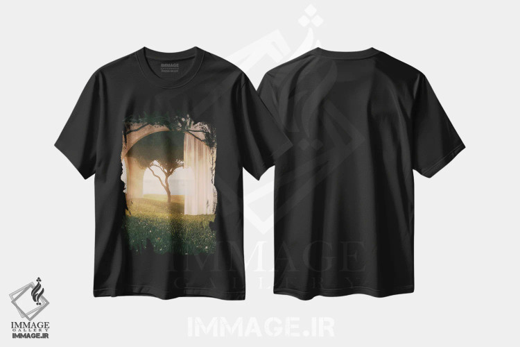 تیشرت مشکی طرح دار جای شاد، عکاسی ترکیبی اثر جیمز ترالی | فروشگاه ایماژ