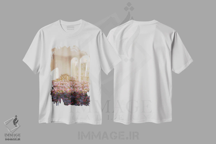 تیشرت سفید طرح دار بهار در پاریس، عکاسی ترکیبی اثر جیمز ترالی | فروشگاه ایماژ