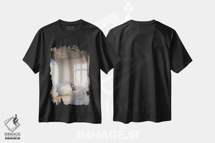 تیشرت مشکی طرح دار عصر شنبه، عکاسی ترکیبی اثر جیمز ترالی | فروشگاه ایماژ