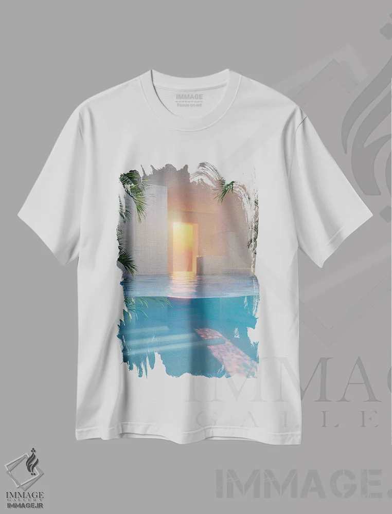 تیشرت سفید طرح دار ورودی به خاطرات نوستالژیک، عکاسی ترکیبی اثر جیمز ترالی | فروشگاه ایماژ