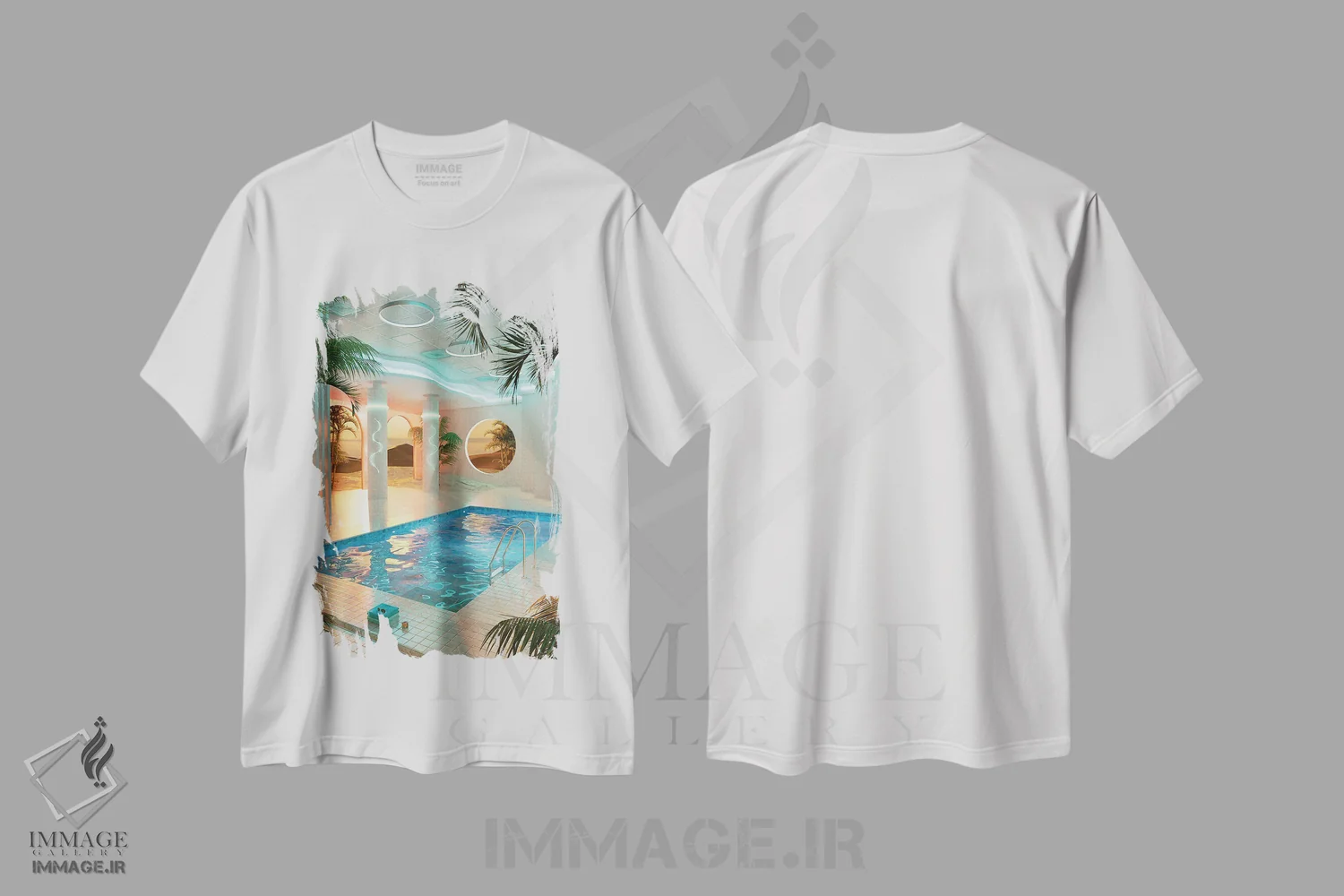 تیشرت سفید طرح دار استخر ویپر ویو، عکاسی ترکیبی اثر جیمز ترالی | immage.ir
