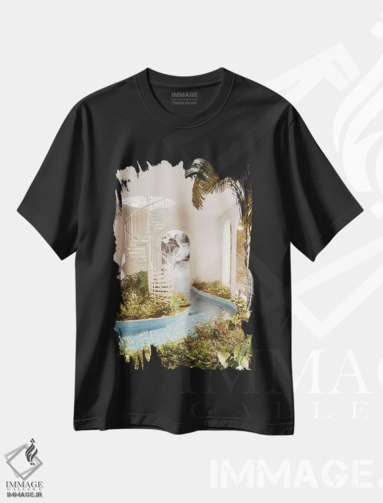 تیشرت مشکی طرح دار اتاق سونا، عکاسی ترکیبی اثر جیمز ترالی | immage.ir