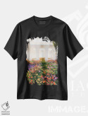 تیشرت مشکی طرح دار سرزمین رؤیایی گل ها، عکاسی ترکیبی اثر جیمز ترالی | فروشگاه ایماژ