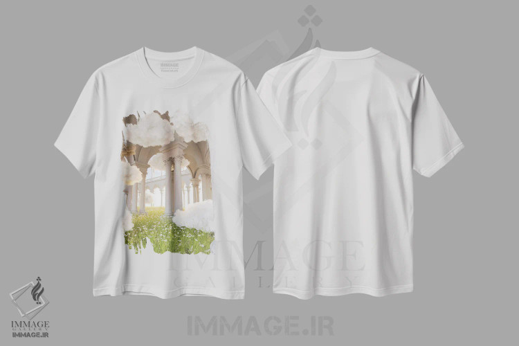 تیشرت سفید طرح دار باغ های ابری، عکاسی ترکیبی اثر جیمز ترالی | immage.ir