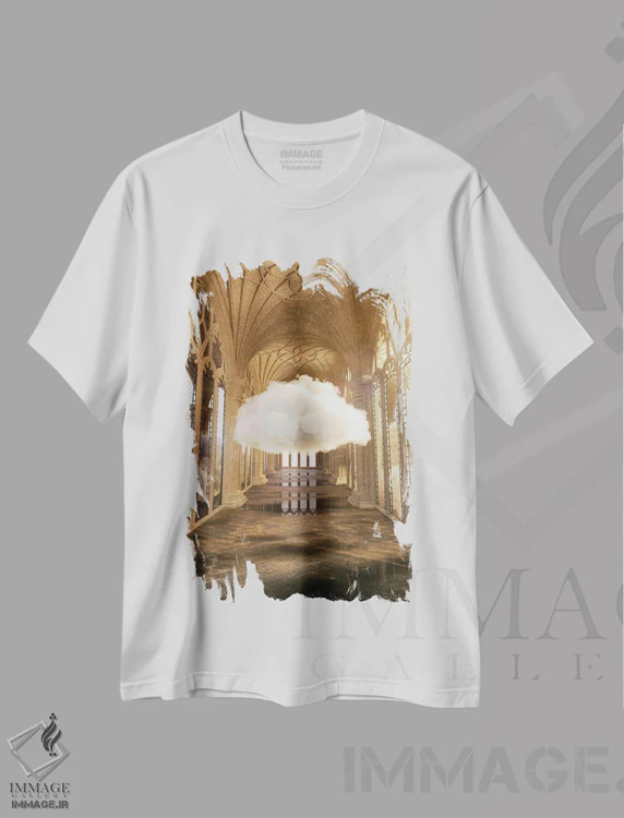 تیشرت سفید طرح دار کلیسای ابری، عکاسی ترکیبی اثر جیمز ترالی | فروشگاه ایماژ