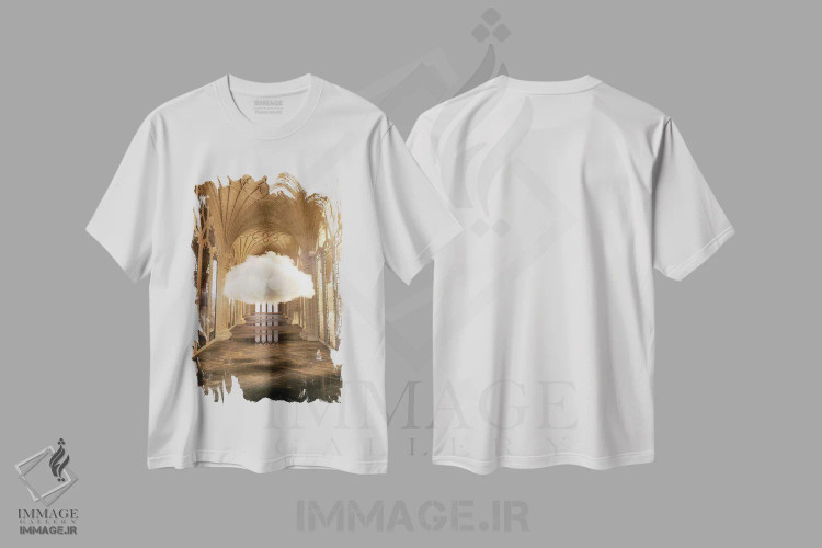 تیشرت سفید طرح دار کلیسای ابری، عکاسی ترکیبی اثر جیمز ترالی | فروشگاه ایماژ