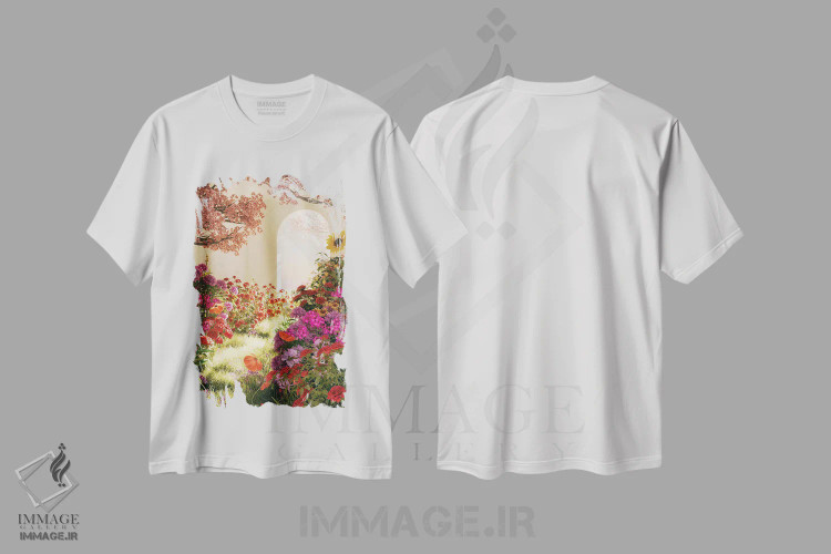 تیشرت سفید طرح دار ورودی با گل ها، عکاسی ترکیبی اثر جیمز ترالی | immage.ir
