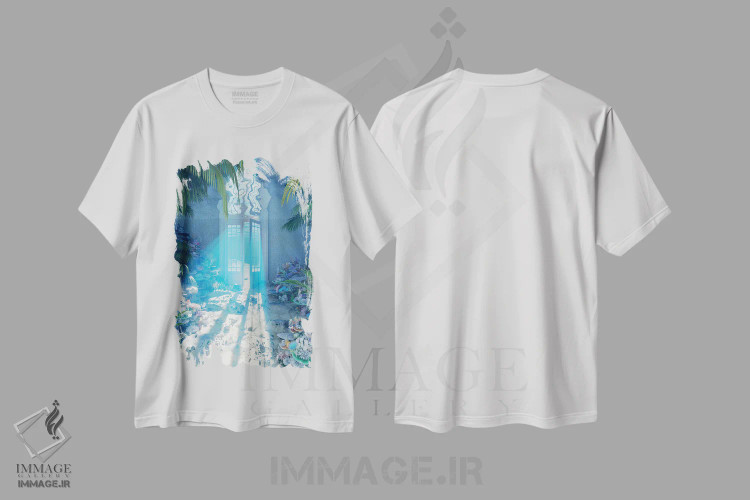 تیشرت سفید طرح دار اتاق صخره های مرجانی، عکاسی ترکیبی اثر جیمز ترالی | فروشگاه ایماژ