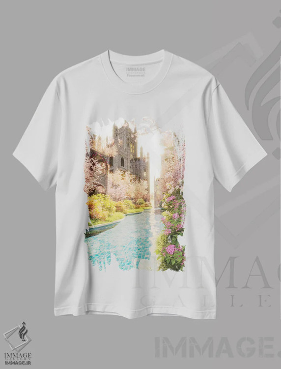 تیشرت سفید طرح دار بهار در اقامتگاه کلیسا، عکاسی ترکیبی اثر جیمز ترالی | immage.ir