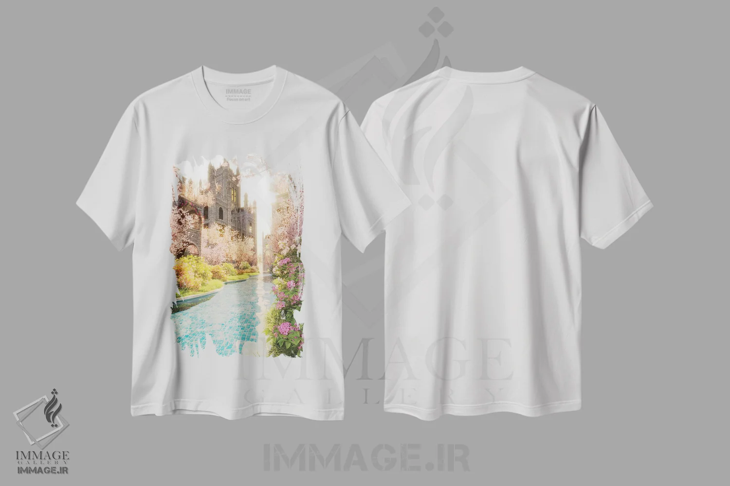 تیشرت سفید طرح دار بهار در اقامتگاه کلیسا، عکاسی ترکیبی اثر جیمز ترالی | immage.ir