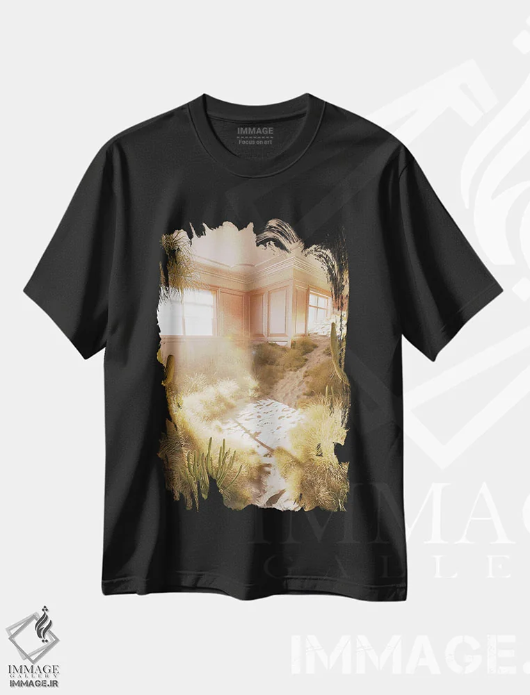 تیشرت مشکی طرح دار خواب و خیال کویری، عکاسی ترکیبی اثر جیمز ترالی | immage.ir