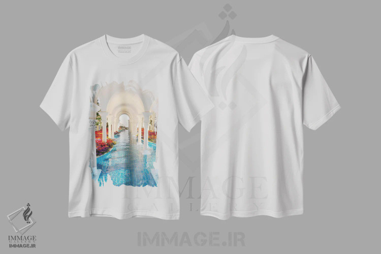 تیشرت سفید طرح دار رودخانه گل ها، عکاسی ترکیبی اثر جیمز ترالی | فروشگاه ایماژ
