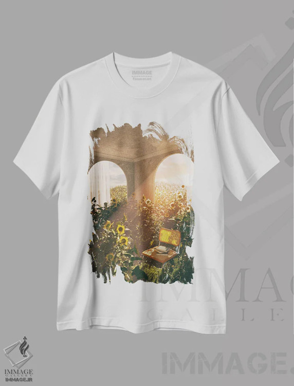تیشرت سفید طرح دار اتاق آفتاب گیر، عکاسی ترکیبی اثر جیمز ترالی | immage.ir