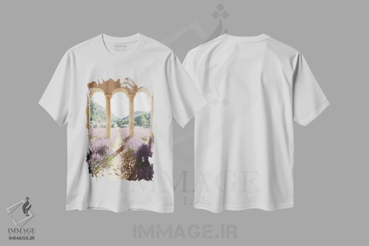 تیشرت سفید طرح دار سرزمین رؤیایی اسطوخودوس، عکاسی ترکیبی اثر جیمز ترالی | immage.ir