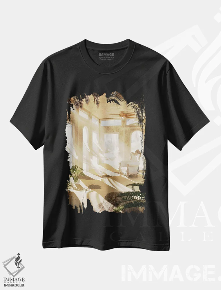 تیشرت مشکی طرح دار واحه کویری، عکاسی ترکیبی اثر جیمز ترالی | immage.ir