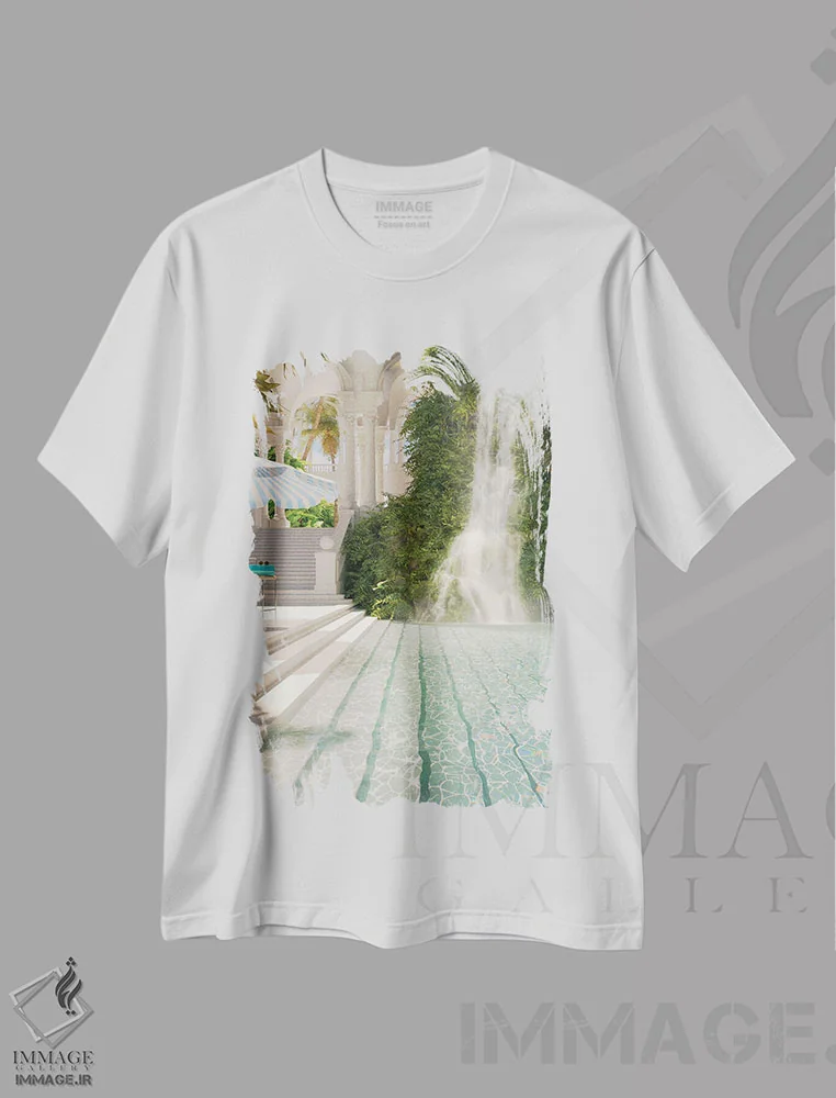 تیشرت سفید طرح دار بهشت سا، عکاسی ترکیبی اثر جیمز ترالی | immage.ir