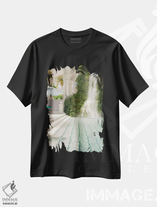 تیشرت مشکی طرح دار بهشت سا، عکاسی ترکیبی اثر جیمز ترالی | فروشگاه ایماژ