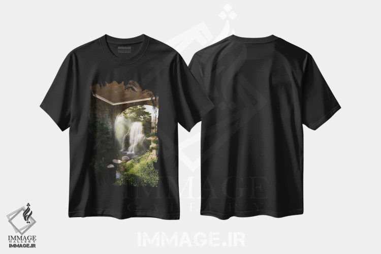 تیشرت مشکی طرح دار باغ ذن، دکور آسیایی اثر جیمز ترالی | immage.ir