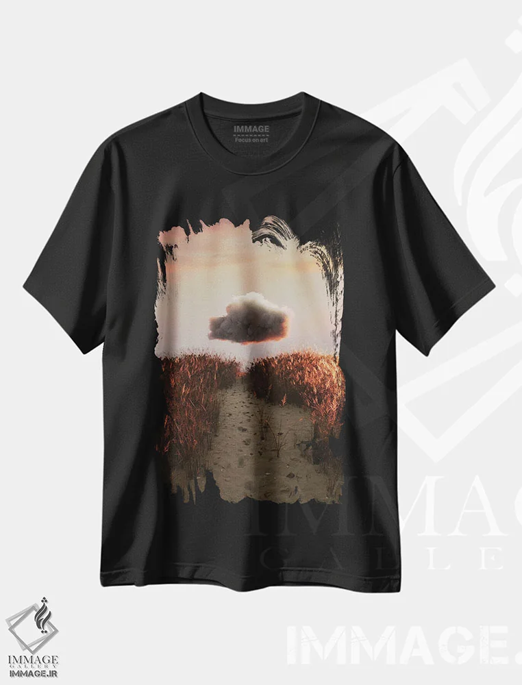 تیشرت مشکی طرح دار دشت ابری، عکاسی ترکیبی اثر جیمز ترالی | فروشگاه ایماژ