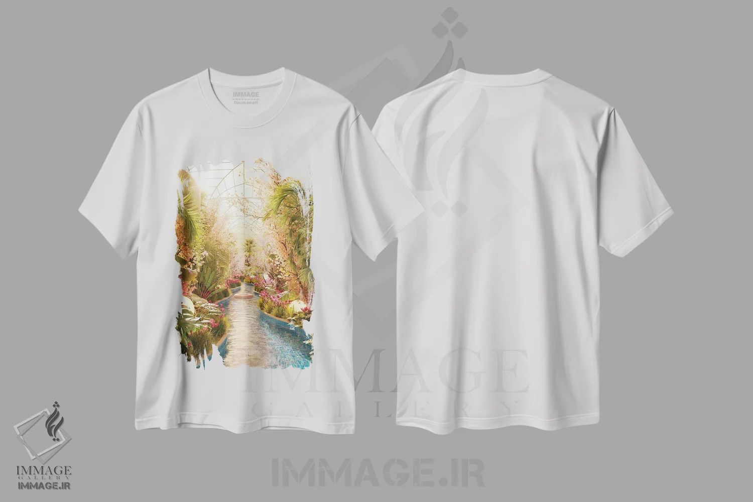تیشرت سفید طرح دار رودخانه آرام، عکاسی ترکیبی اثر جیمز ترالی | فروشگاه ایماژ
