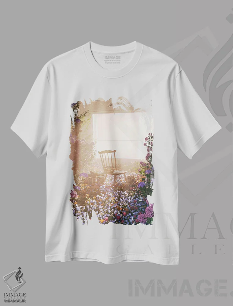 تیشرت سفید طرح دار مطالعه در بهار، عکاسی ترکیبی اثر جیمز ترالی | immage.ir