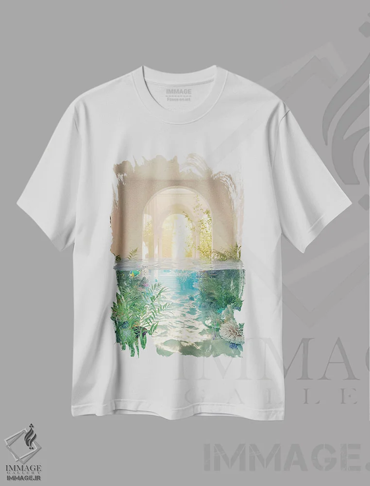 تیشرت سفید طرح دار مرجان های خانه ساحلی، عکاسی ترکیبی اثر جیمز ترالی | immage.ir
