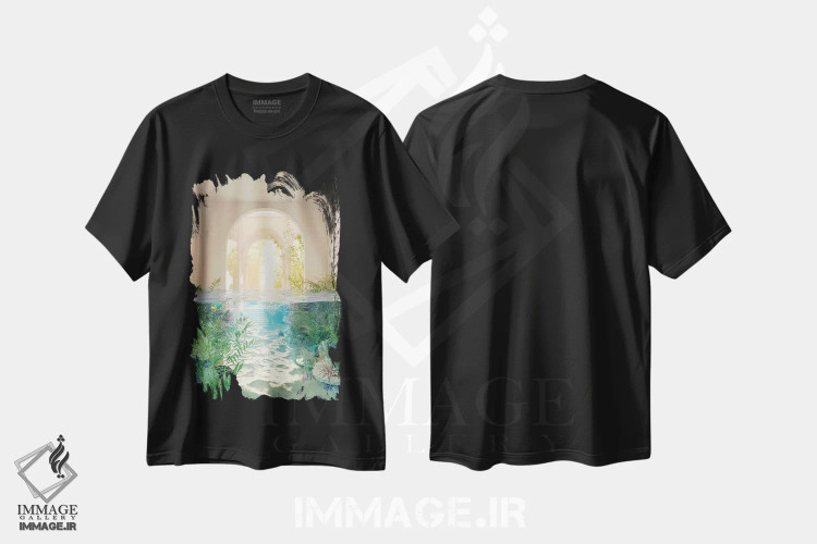 تیشرت مشکی طرح دار مرجان های خانه ساحلی، عکاسی ترکیبی اثر جیمز ترالی | فروشگاه ایماژ