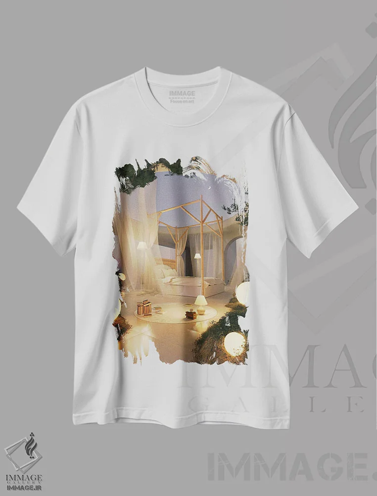 تیشرت سفید طرح دار اتاق دنج، عکاسی ترکیبی اثر جیمز ترالی | immage.ir