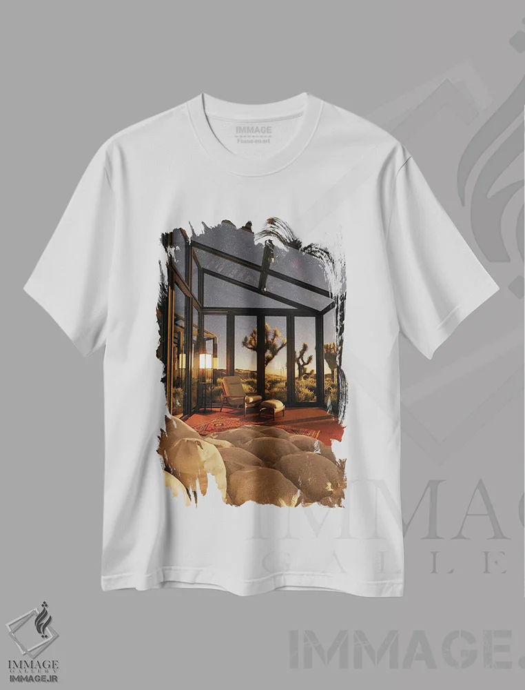 تیشرت سفید طرح دار درخت جاشوا، عکاسی ترکیبی اثر جیمز ترالی | فروشگاه ایماژ