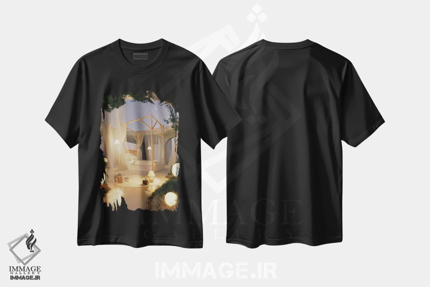تیشرت مشکی طرح دار اتاق دنج، عکاسی ترکیبی اثر جیمز ترالی | فروشگاه ایماژ