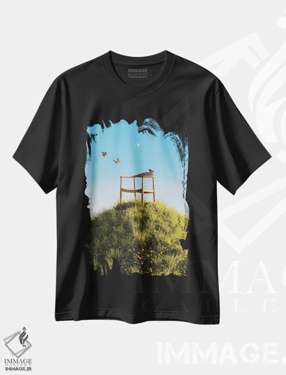 تیشرت مشکی طرح دار تپه ی صندلی ها، عکاسی ترکیبی اثر جیمز ترالی | فروشگاه ایماژ