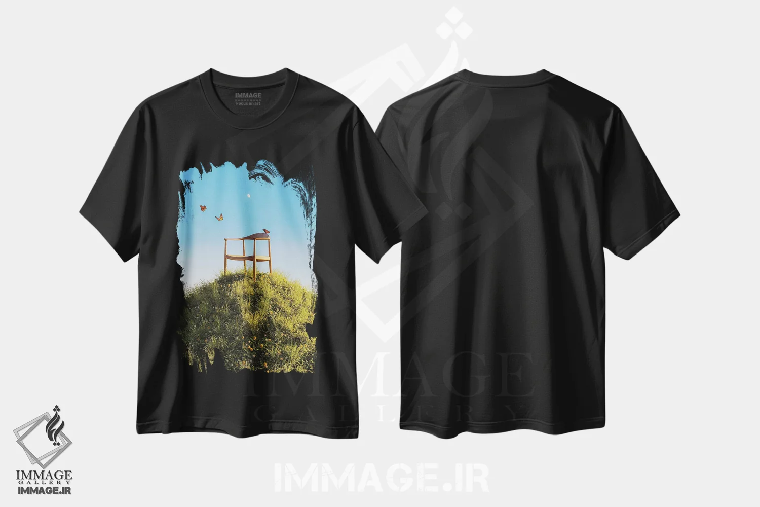 تیشرت مشکی طرح دار تپه ی صندلی ها، عکاسی ترکیبی اثر جیمز ترالی | فروشگاه ایماژ