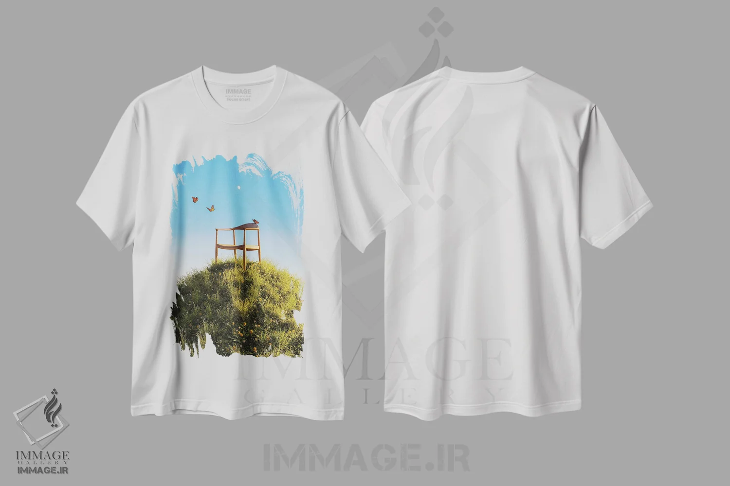 تیشرت سفید طرح دار تپه ی صندلی ها، عکاسی ترکیبی اثر جیمز ترالی | immage.ir