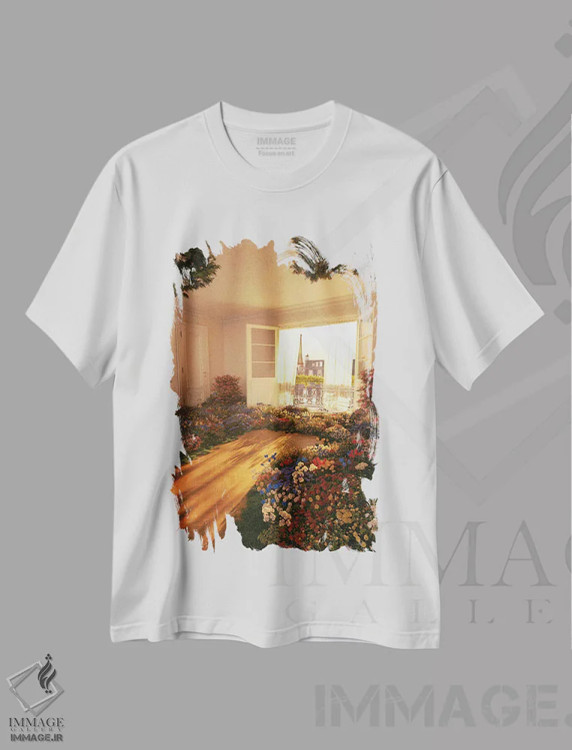 تیشرت سفید طرح دار گل های پاریس، عکاسی ترکیبی اثر جیمز ترالی | immage.ir